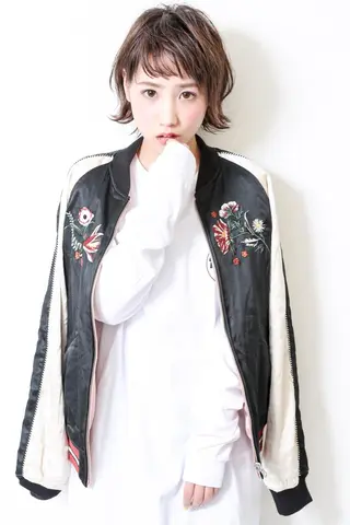 ミディアム カラー パーマ THE USUAL ユージュアルのヘアスタイル