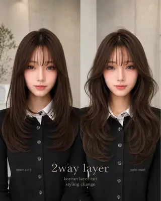 セミロング カラー ヘアアレンジ 🌫️大人韓国ヘア 🌫️naoyaのヘアスタイル