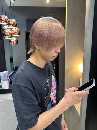 ミディアム カラー メンズ AYAKASA 暖色カラー/レイヤーのヘアスタイル