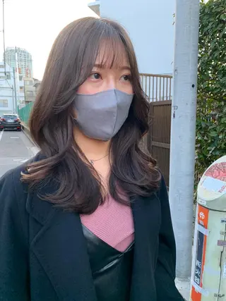 ミディアム カラー 透明感カラー✂︎ /縮毛矯正/YUKAのヘアスタイル