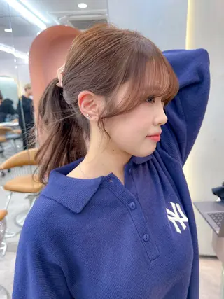 ミディアム カラー レイヤー🇰🇷小顔 見せ顔周り💕トモミのヘアスタイル