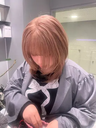 ミディアム カラー 🐩透明感ミルクティ ーピンクニイナ🐩のヘアスタイル