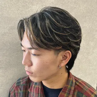 ショート カラー パーマ ヘアアレンジ メンズ センターパート マスターかずまのヘアスタイル