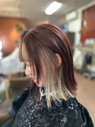 ミディアム カラー 💜推しインナー カラー/菊池柊真💜のヘアスタイル