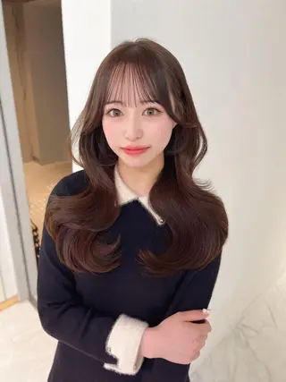 ロング カラー 顔周り似合わせ・巻け るレイヤー水谷航大のヘアスタイル
