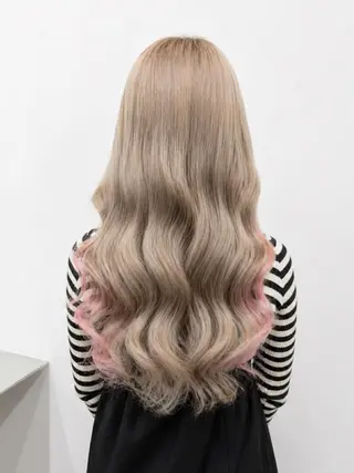 カラー ヘアアレンジ ロング MISAKIエクステ ブリーチ\5900のヘアスタイル