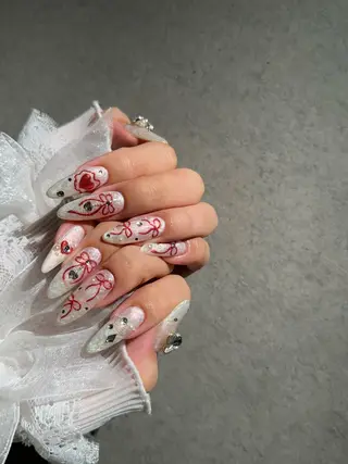 ネイル I-nailロング /ワンホン/キラキラのネイルデザイン