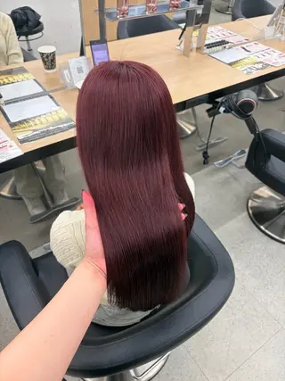 ロング カラー 💗愛され暖色💗 ピンク/レッド💗のヘアスタイル