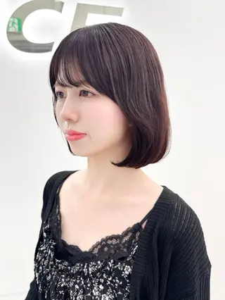 ミディアム カラー ヘアアレンジ 縮毛矯正🤍 盛れるボブ/ひかりのヘアスタイル