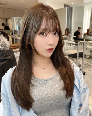 ロング City/louwe 韓国レイヤーカットのヘアスタイル