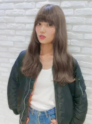 ロング レイヤー べージュ 白石研太のヘアスタイル