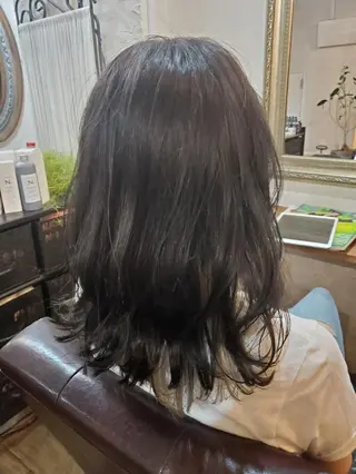 カラー セミロング 韓国風レイヤーカット 上手く丁寧早い/マツのヘアスタイル
