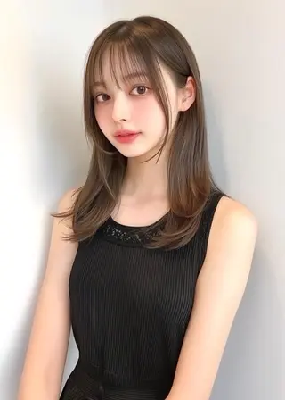セミロング カラー ゆいな/パーマ/ 縮毛矯正/ブリーチのヘアスタイル