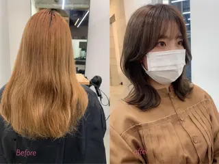ミディアム カラー 透明感カラー✂︎ /縮毛矯正/YUKAのヘアスタイル