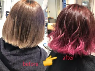 ショート カラー Acchon/心斎橋 💚ダブルカラーのヘアスタイル
