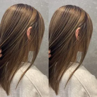 セミロング カラー み うのヘアスタイル