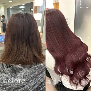 ミディアム カラー 羽エクステ/シール エクステ/横浜駅5分のヘアスタイル