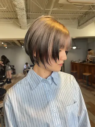 ショート ブリーチなしベージュ カラー✨Takeのヘアスタイル