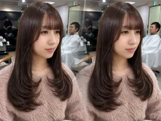 ロング レイヤー/顔まわりカ ット/ハッシュカットのヘアスタイル