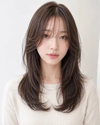 セミロング 髪質改善 韓国風 池田一之のヘアスタイル
