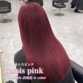 ロング 赤髪/ワインレッド/ 韓国系 まなかのヘアスタイル