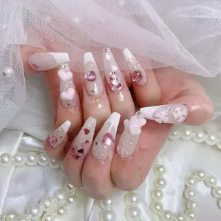 ロング 波 なみのネイルデザイン