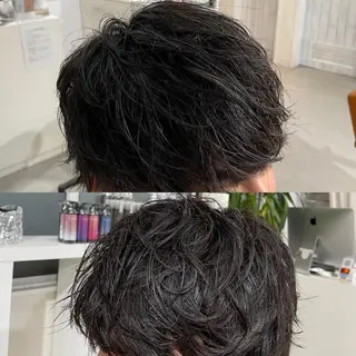 ショート パーマ メンズ かんばら りょーいのヘアスタイル