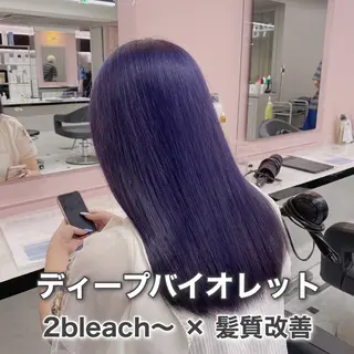 ロング カラー ラベンダー💜 グレージュ🩶のヘアスタイル