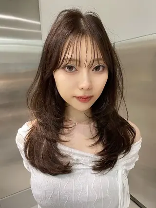 カラー セミロング 髪質改善/韓国ヘア /透明感カラー🧸のヘアスタイル