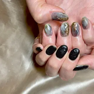 ミディアム カラー パーマ ヘアアレンジ メンズ キッズ ネイル マツエク・マツパ el. by Aoのネイルデザイン