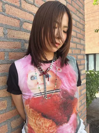 セミロング オカモト ハルカのヘアスタイル