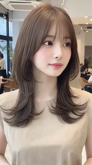 セミロング 絶対可愛い🍎透明感 カラーあります✨蕾祁のヘアスタイル