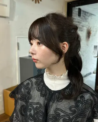 韓国レイヤー柔らかい 地毛風縮毛矯正／マツのヘアスタイル