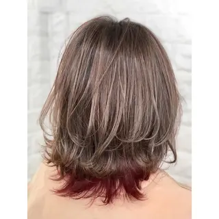 ミディアム カラー 髪質改善特化KIZU /ブリーチ縮毛矯正のヘアスタイル