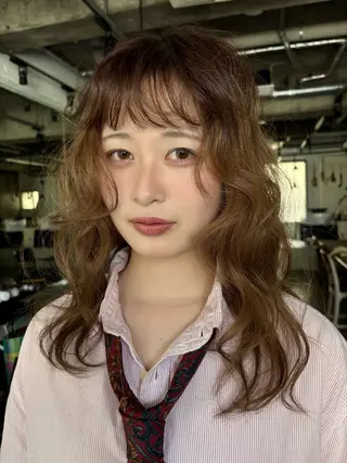 セミロング カラー ヘアアレンジ 透明感カラー/ヘア アレンジ/あみ🎶のヘアスタイル