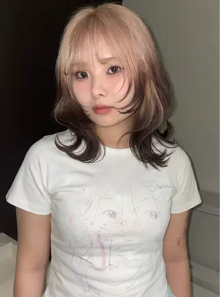 ミディアム カラー デザインカラー/ ルーツカラー/ユキカのヘアスタイル