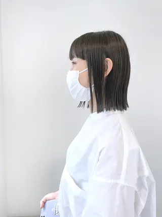 ミディアム カラー パーマ ボブ/縮毛/レイヤー モトナリのヘアスタイル