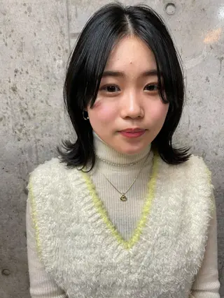 ミディアム カラー 前髪似合わせ | yukaのヘアスタイル