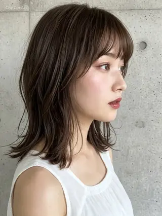 ミディアム 神戸/karina /レイヤー/顔まわりのヘアスタイル
