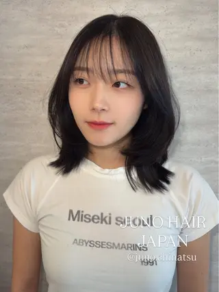 ミディアム カラー ヘアアレンジ 韓国レイヤーカット/ 儚げカラーチナツのヘアスタイル