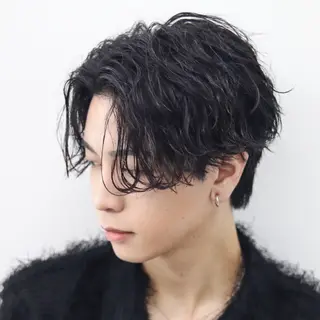 ショート カラー パーマ メンズ 🔥メンズ極🔥韓国 シャドウ/波巻き柿崎のヘアスタイル