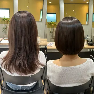 ショート パーマ hubhair レイヤー/透明感のヘアスタイル