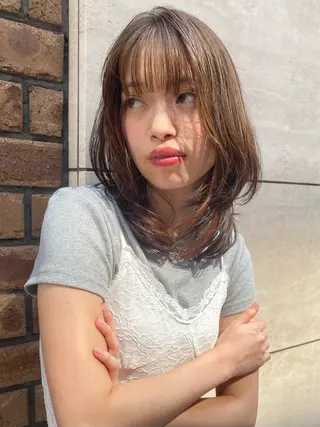 ミディアム カラー 上品韓国ヘア レイヤー/ayaのヘアスタイル