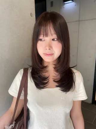 ミディアム カラー 韓国レイヤー/透明感 カラー/RIN🎀のヘアスタイル