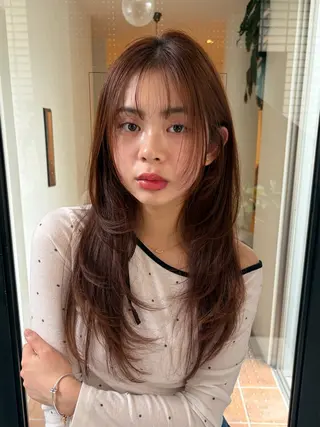 ロング るな/レイヤー、 ピンクカラー🎀のヘアスタイル