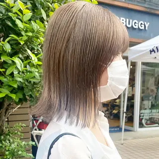 ミディアム カラー ヘアアレンジ 福岡似合わせレイヤー /ウルフ/ハイトーンのヘアスタイル