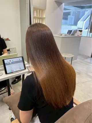 ロング パーマ 🍒モテ暖色カラー × うる艶✧ ゆなのヘアスタイル
