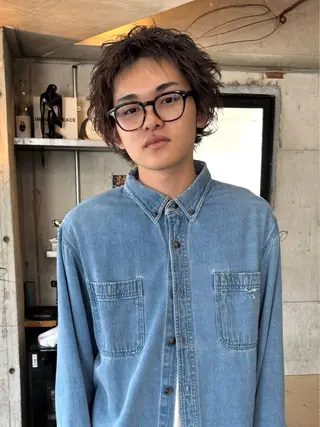 ショート カラー メンズ YOKO/パーマ レイヤーカットのヘアスタイル