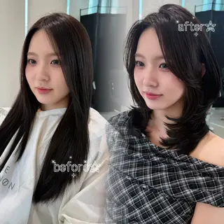 ミディアム カラー caho/大阪梅田 韓国ヘア♡のヘアスタイル