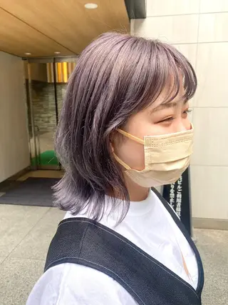 ミディアム カラー ハル🌸柔色/ ブリーチなし/艶髪のヘアスタイル